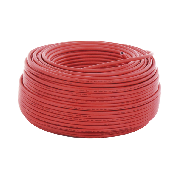 Cable Fotovoltaico Rojo / 6mm² (10AWG) / Material COBRE / 2000V / Rollo de 100 m