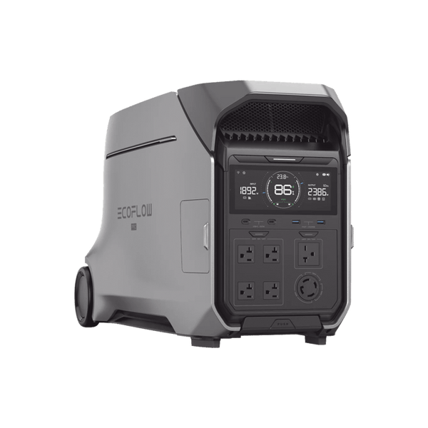 Estación de Energía Portátil DELTA PRO3 / 4096Wh Litio LFP / 5 AC 4000W (8000W Pico) / 2 USB-C 100W / Capacidad para Aumentar Respaldo / Cargador de Coche 10A a 12.6V / Conectividad WiFi y Bluetooth (App) / Carga Solar 2600W Max. (2 P