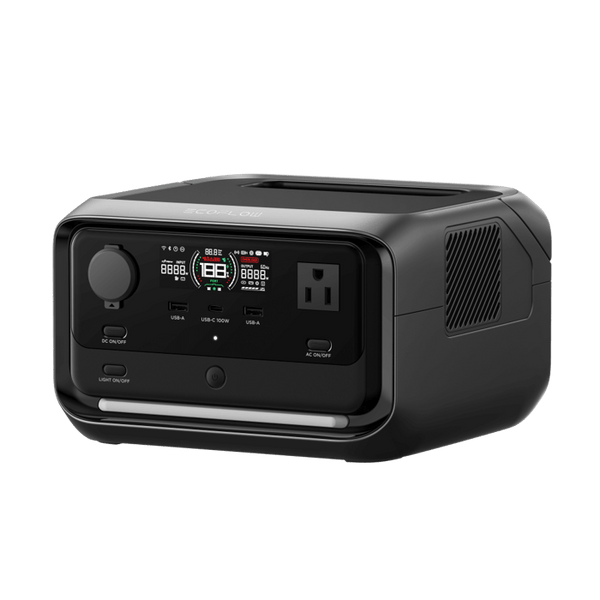 EcoFlow River 3 Plus  Estación de Energía Portátil 286Wh Litio LFP  4 AC 800W (Max. 1600W)  1 USB-C 100W  3 USB -A 12W  Cargador de Coche 10A, 126W Max.  Conectividad WiFi y Bluetooth (App)  Carga Solar 220W Max.